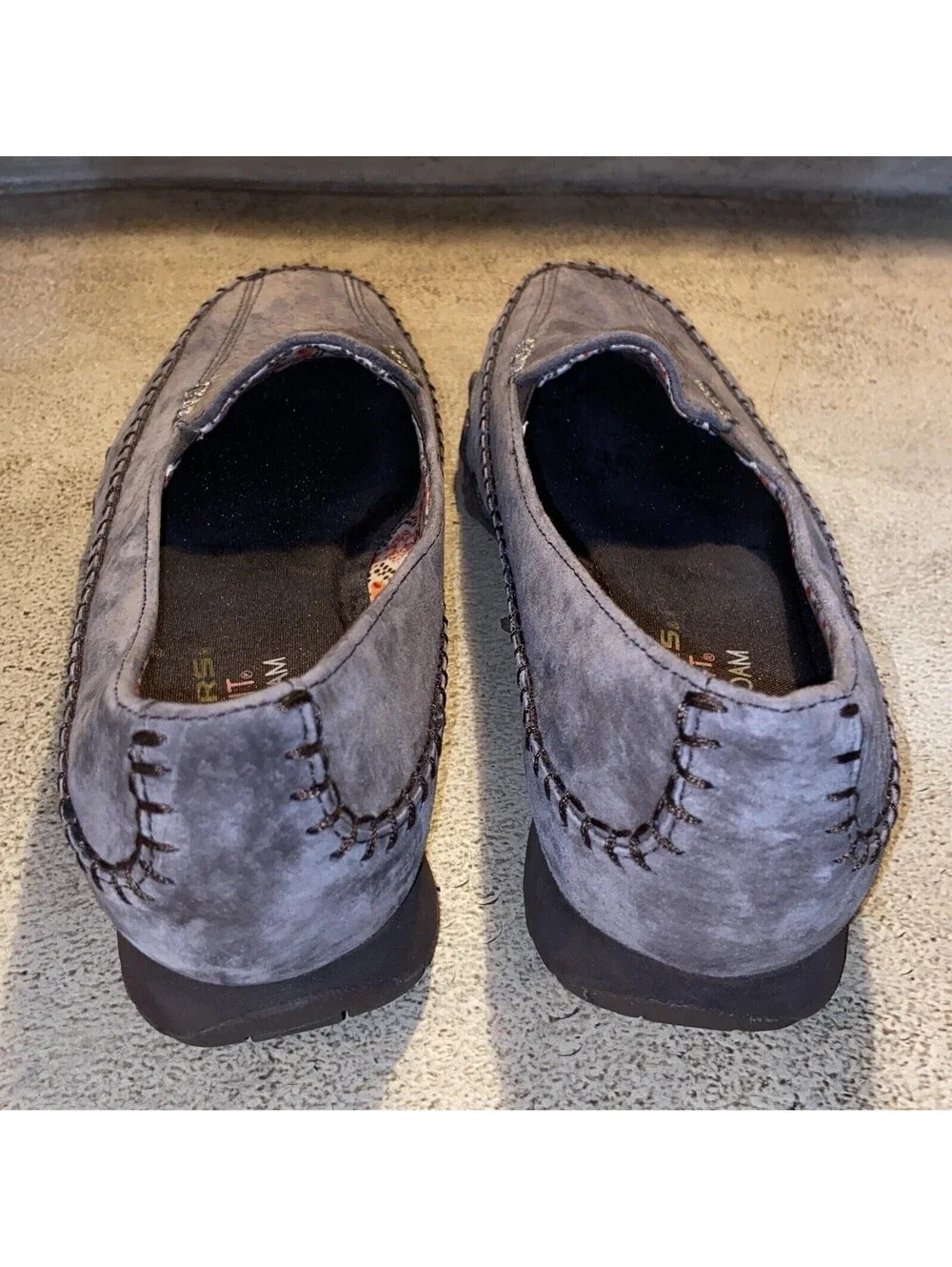Womens Skechers Relaxed Fit Air-Cooled Memory Foam Brown Suede Slip-On Shoes 9